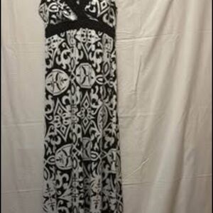 INC International Concepts Black and White Patterned Maxi Dress